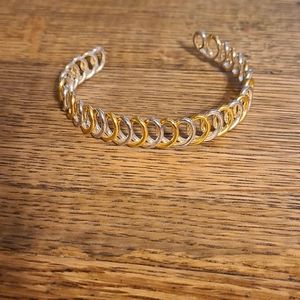 Adjustable silver and gold bangle
